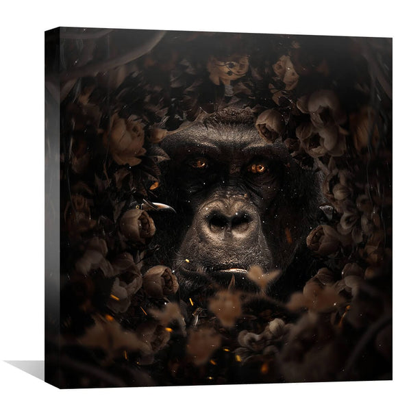 Floral Gorilla Canvas Art 30 x 30cm / Unframed Canvas Print Clock Canvas