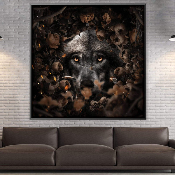 Floral Wolf Canvas Art Clock Canvas