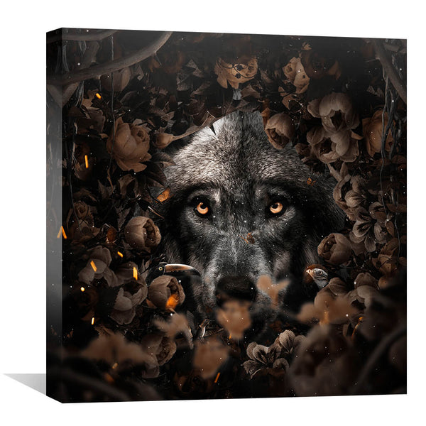 Floral Wolf Canvas Art 30 x 30cm / Unframed Canvas Print Clock Canvas