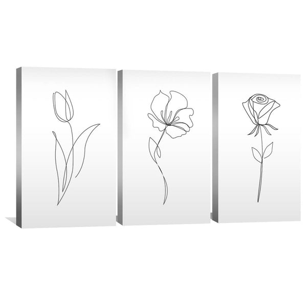 Flower Lines Canvas Art Clock Canvas