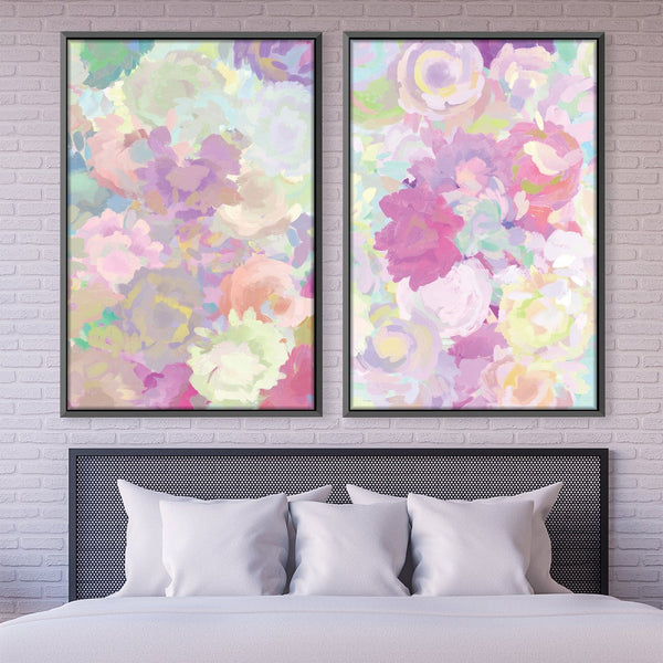 Flower Motif Canvas Art Clock Canvas