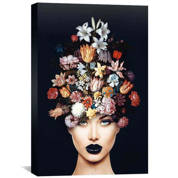 Flower Woman 2 Canvas Art Clock Canvas