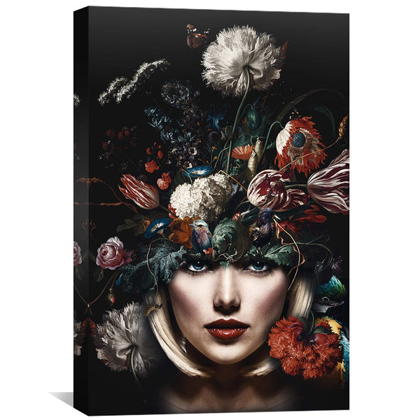 Flower Woman 3 Canvas Art Clock Canvas