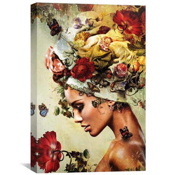 Flower Woman 4 Canvas Art Clock Canvas