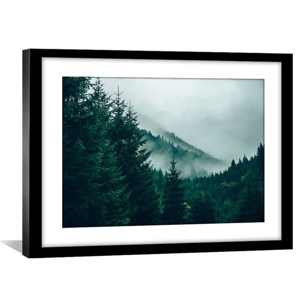 Foggy Forest Print Art Clock Canvas