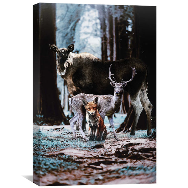 Forest Friends Canvas Art Clock Canvas