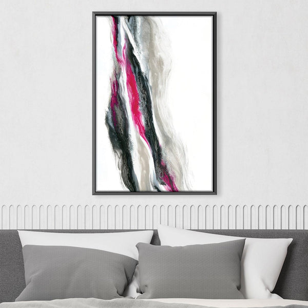 Fuschia And Silver Wave Canvas Art Clock Canvas