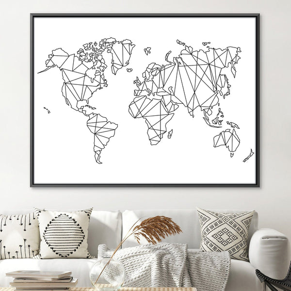 Geometric World Map Canvas Art Clock Canvas