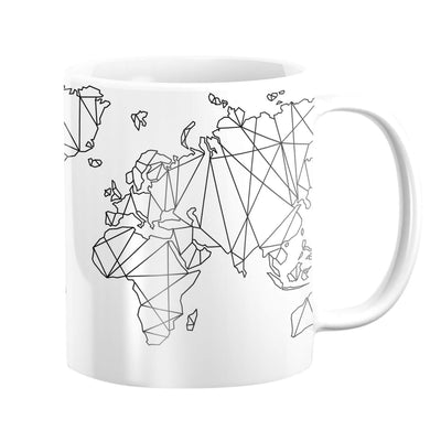 Geometric World Map Mug Mug White Clock Canvas