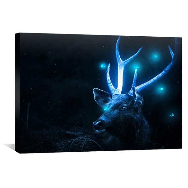 Glowing Dear Canvas Art 45 x 30cm / Unframed Canvas Print Clock Canvas