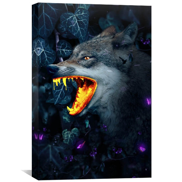 Gold Wolf Canvas Art 30 x 45cm / Unframed Canvas Print Clock Canvas