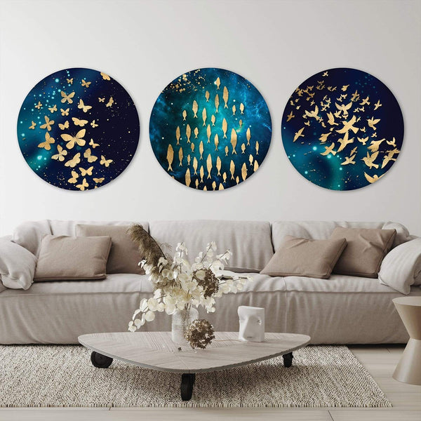 Golden Array Canvas - Circle Art Clock Canvas