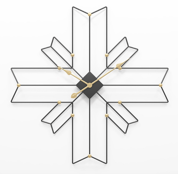 Golden Cross Black Clock Canvas