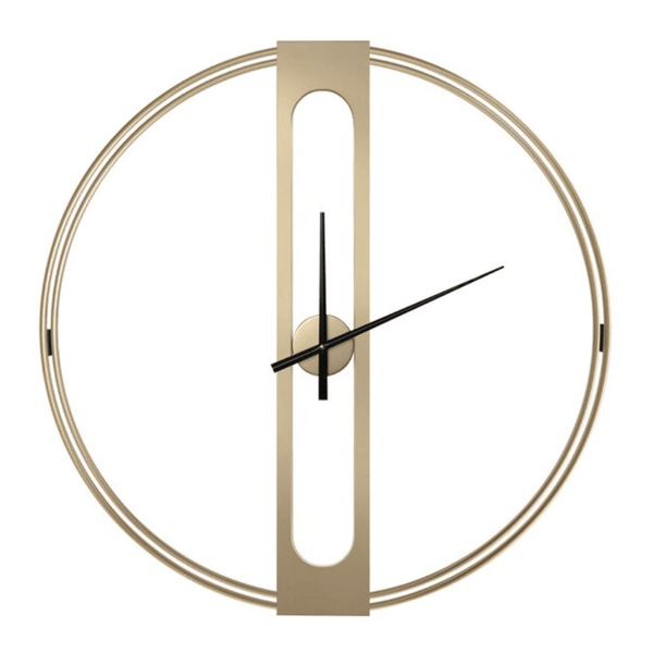 Golden Elegance Clock 50 cm / Gold Frame - Black Hands Clock Canvas