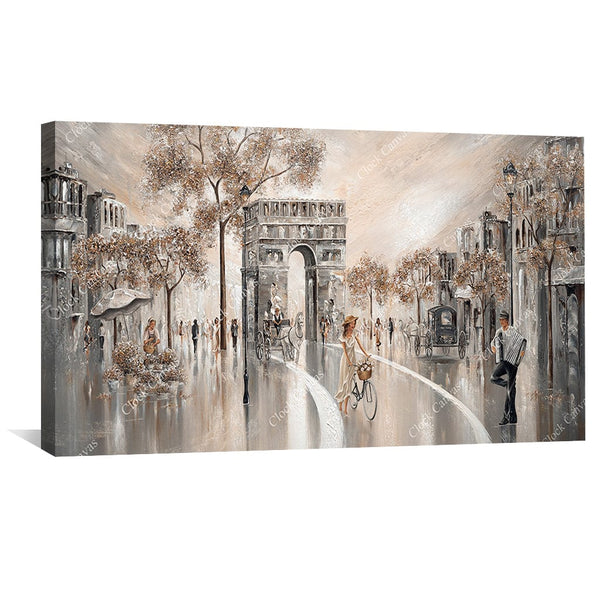 Golden Glimpse, Paris Canvas Art Clock Canvas