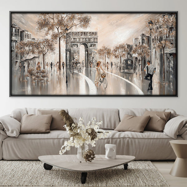 Golden Glimpse, Paris Canvas Art 50 x 25cm / Unframed Canvas Print Clock Canvas