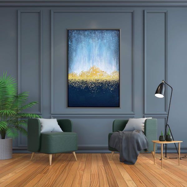 Golden Starlight Canvas Art Clock Canvas