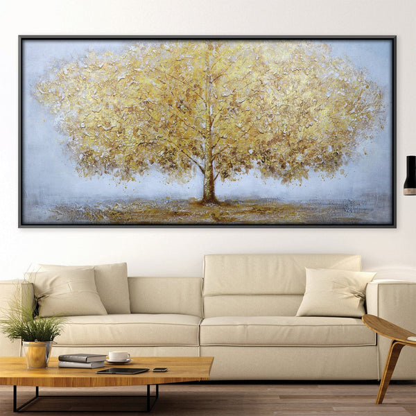 Golden Tree Oil Painting Oil 50 x 25cm / Oil Painting Clock Canvas