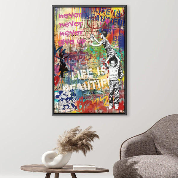 Graffiti Collage Canvas Art 30 x 45cm / Unframed Canvas Print Clock Canvas