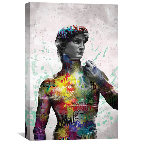 Graffiti David Canvas Art 30 x 45cm / Unframed Canvas Print Clock Canvas