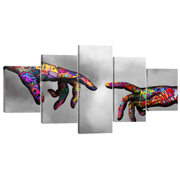 Graffiti Hand of God Canvas - 5 Panel Art 5 Panel / Large / Standard Gallery Wrap Clock Canvas