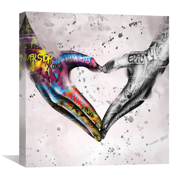 Graffiti Heart Canvas Art 30 x 30cm / Unframed Canvas Print Clock Canvas