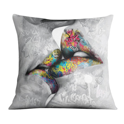 Graffiti Kiss Cushion Cushion Cushion Square Clock Canvas