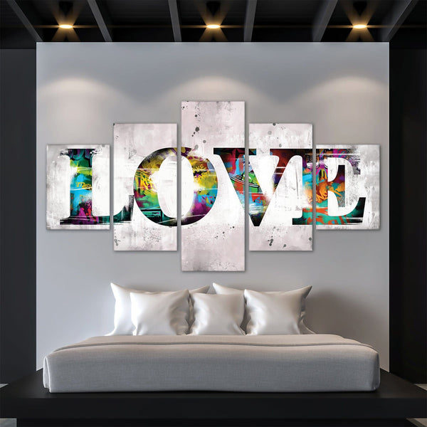 Graffiti Love Canvas - 5 Panel Art Clock Canvas