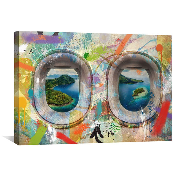 Graffiti Plane - Indonesia Canvas Art 30 x 45cm / Standard Gallery Wrap Clock Canvas