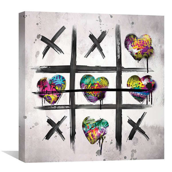 Graffiti Tic Tac Toe Canvas Art 30 x 30cm / Unframed Canvas Print Clock Canvas