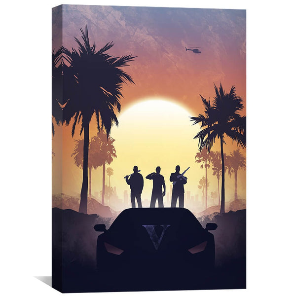 GTA Silhouette Canvas Art 30 x 45cm / Unframed Canvas Print Clock Canvas