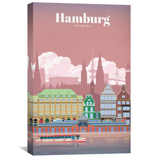 Hamburg Canvas - Studio 324 Art 30 x 45cm / Unframed Canvas Print Clock Canvas