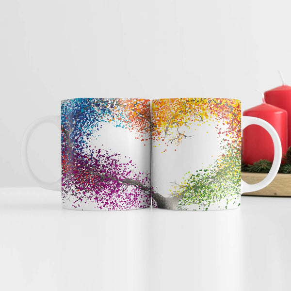 Heart of Colored leaves Mug Mug White Clock Canvas