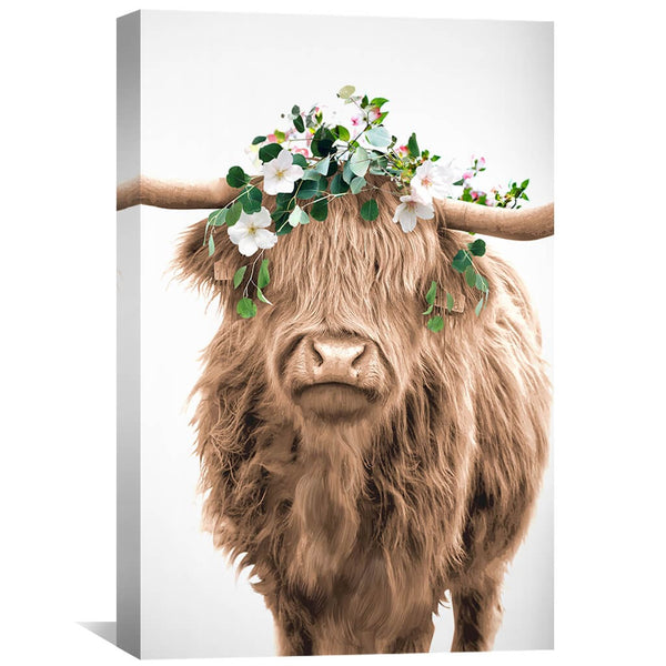 Highland Cow Portrait Canvas Art 30 x 45cm / Unframed Canvas Print Clock Canvas