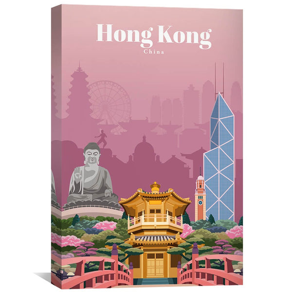 Hongkong Canvas - Studio 324 Art 30 x 45cm / Unframed Canvas Print Clock Canvas