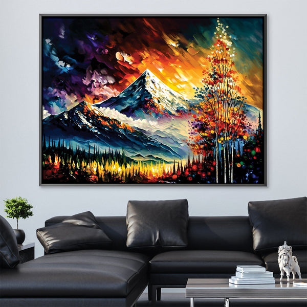 Impressionist Mountains Canvas Art Clock Canvas