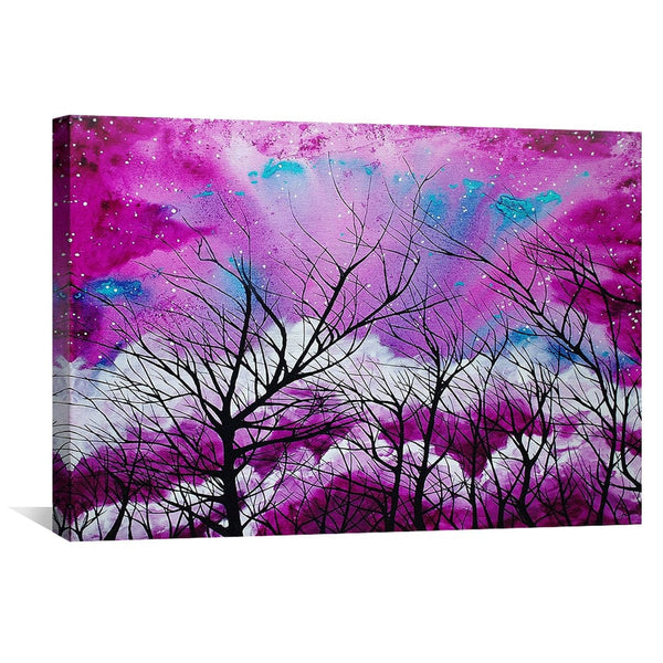 Into the Plum Cosmos Canvas Art Clock Canvas