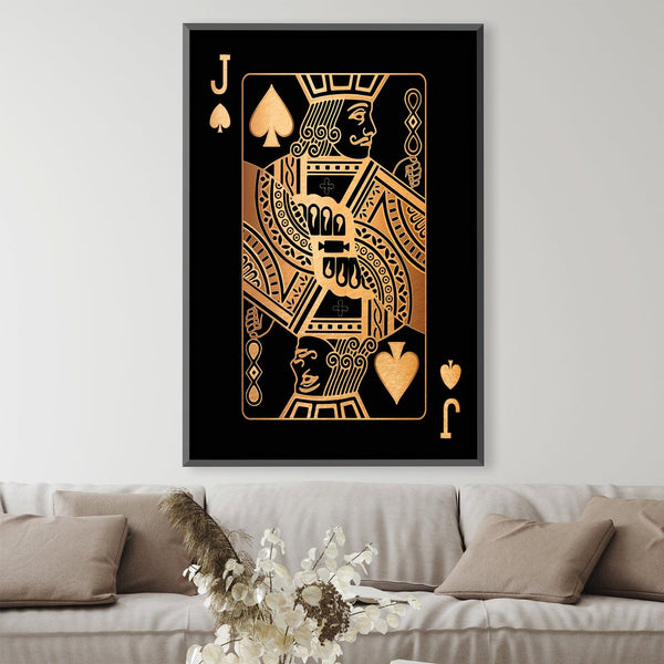 Jack of Spades - Gold Canvas Art Clock Canvas