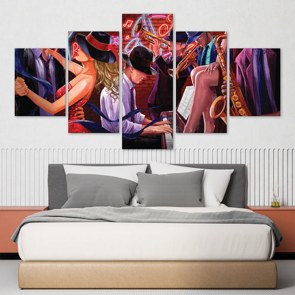 Jazz Nights Canvas - 5 Panel Art Clock Canvas