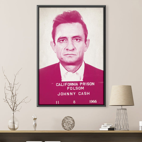 Johnny Cash Mugshot Pink Canvas Art Clock Canvas