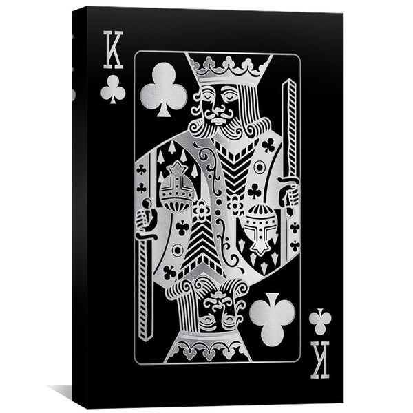 King of Clubs - Silver Canvas Art 30 x 45cm / Standard Gallery Wrap Clock Canvas