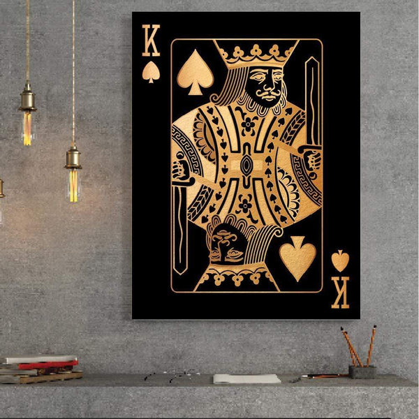 King of Spades - Gold Canvas Art Clock Canvas