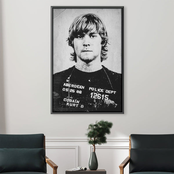 Kurt Kobain Mugshot Canvas Art 30 x 45cm / Unframed Canvas Print Clock Canvas