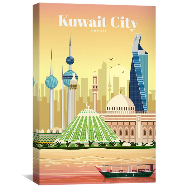 Kuwait Canvas - Studio 324 Art 30 x 45cm / Unframed Canvas Print Clock Canvas