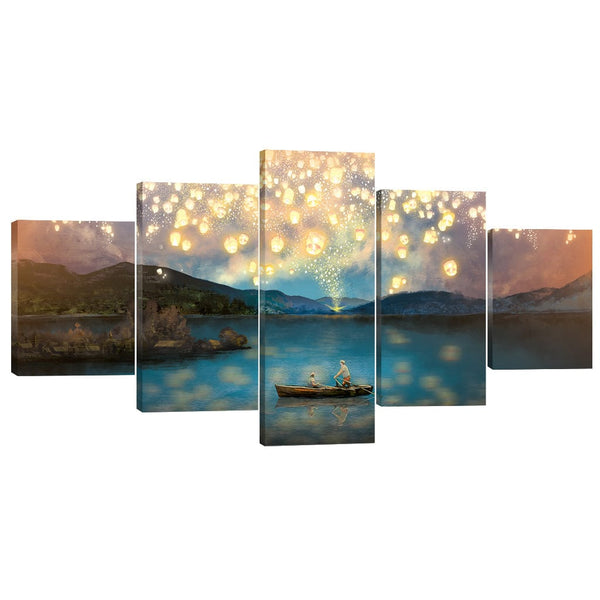 Lantern Views Canvas - 5 Panel Art Clock Canvas