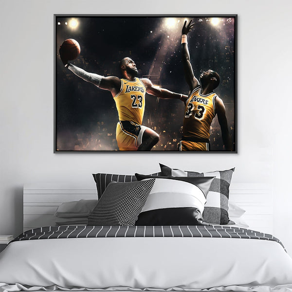 Lebron Over Kareem Canvas Art Clock Canvas