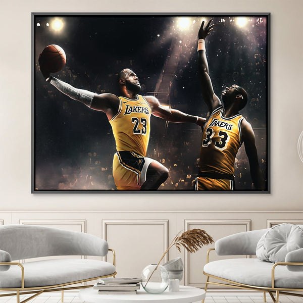 Lebron Over Kareem Canvas Art Clock Canvas