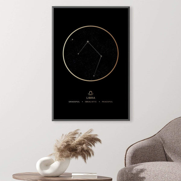 Libra Traits Gold Canvas Art Clock Canvas