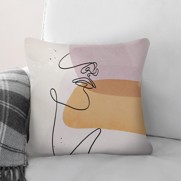 Line Figures A Cushion Cushion 45 x 45cm Clock Canvas