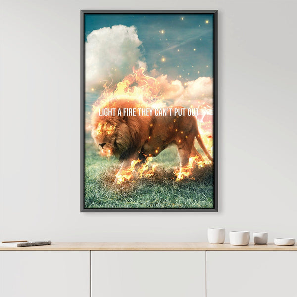 Lion Fire Canvas Art Clock Canvas